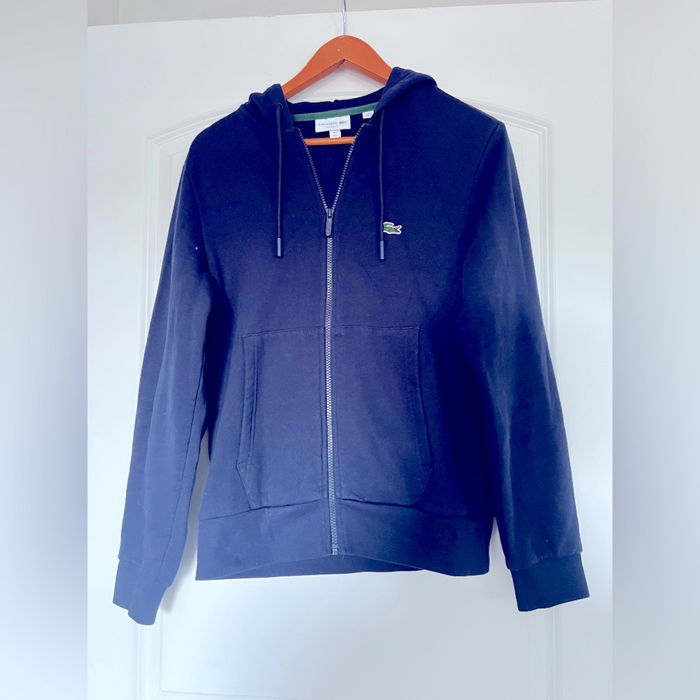 Lacoste Men’s Kangaroo Pocket Color-Block Sweatshirt Zip Hoodie Marine Color
